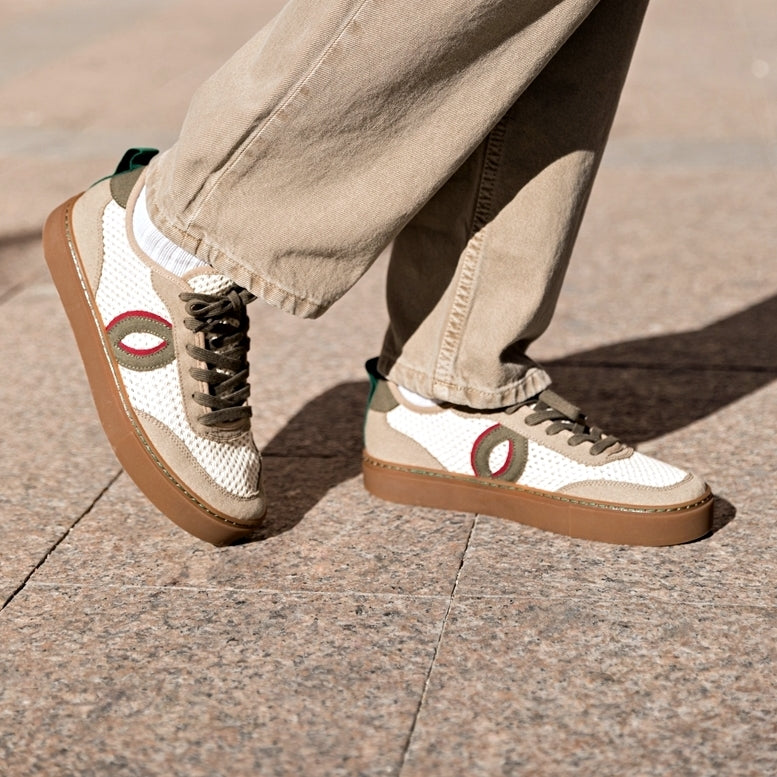 Vegan sneaker mesh off white-taupe BRI011 - Image 2