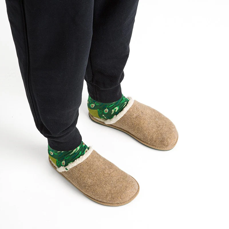 Vegan home slipper taupe SAW004 - Image 3