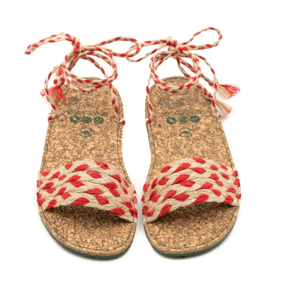 Vegan jute sandal red ANG002 - Image 2