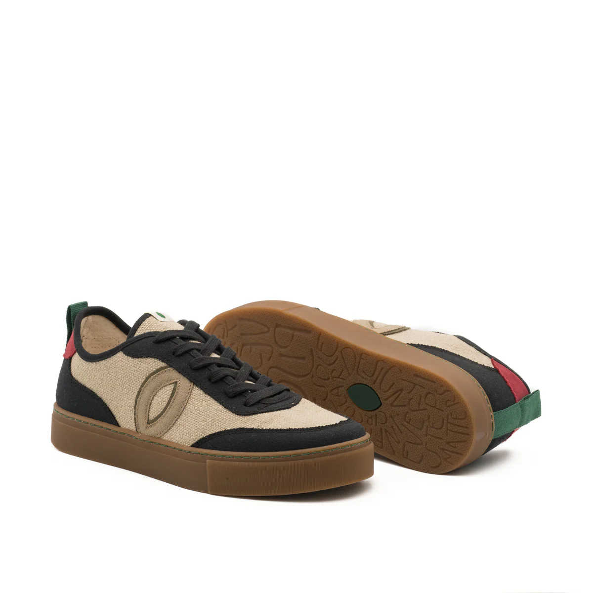 Vegan sneaker linen natural-black BRI021 - Image 2