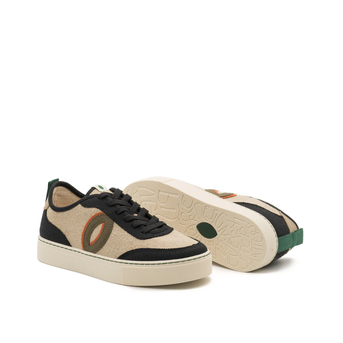 Vegan sneaker linen natural-black BRI024 - Image 2