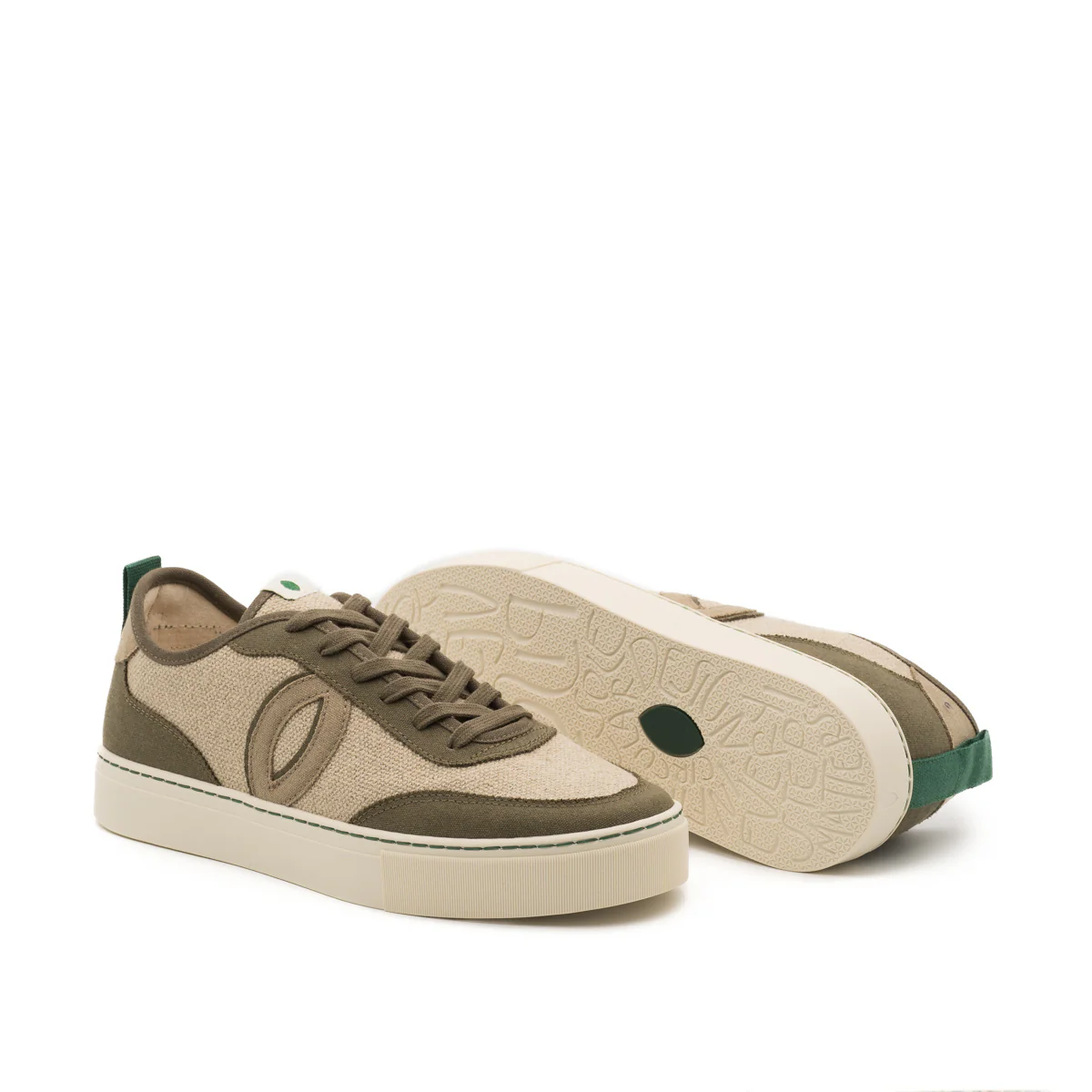 Vegan sneaker linen natural-kaki BRI020 - Image 2
