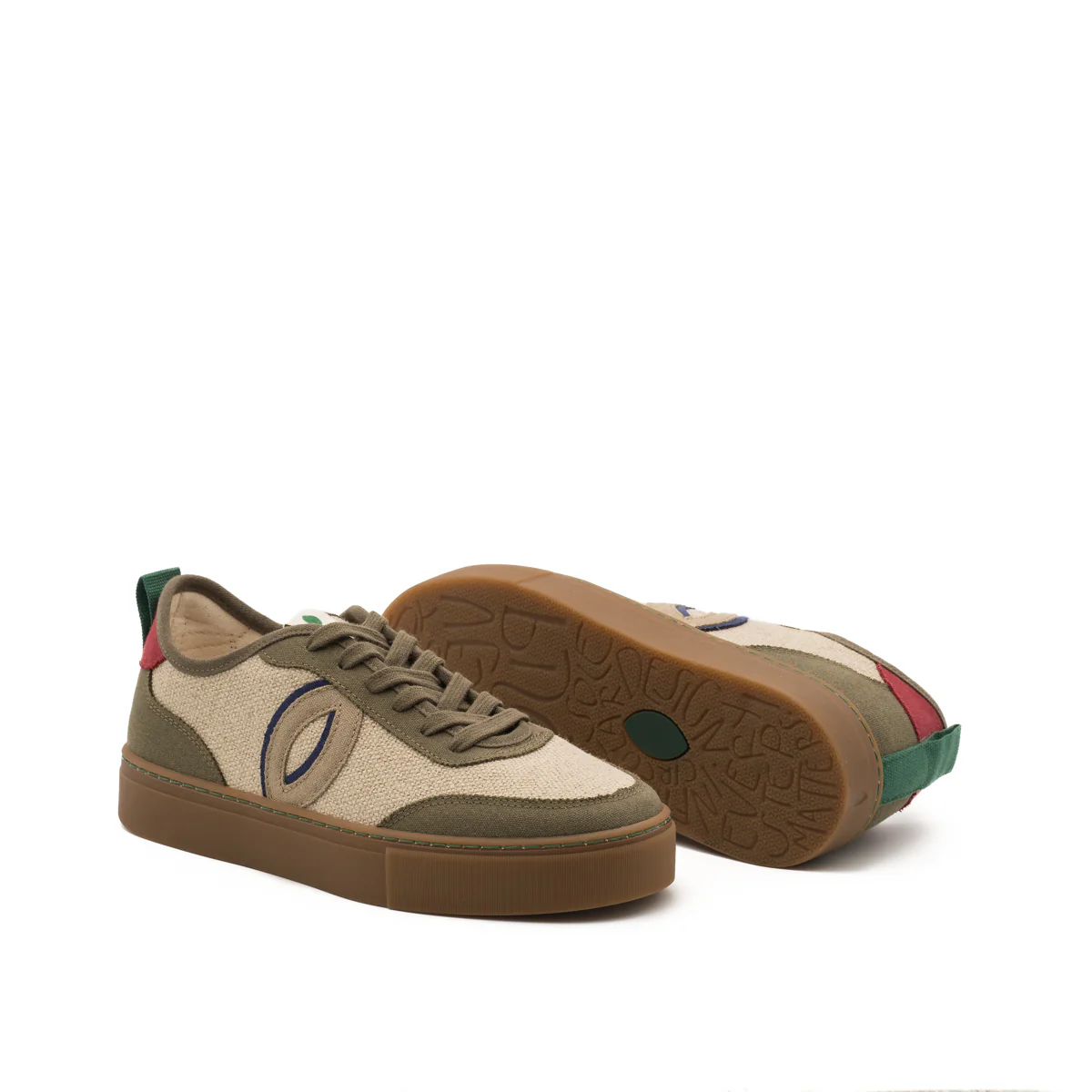 Vegan sneaker linen natural-kaki BRI023 - Image 2