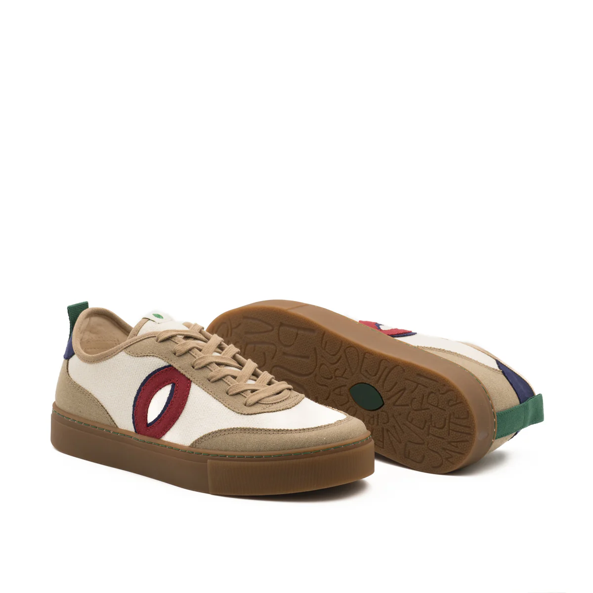 Vegan sneaker linen white-taupe BRI022 - Image 2