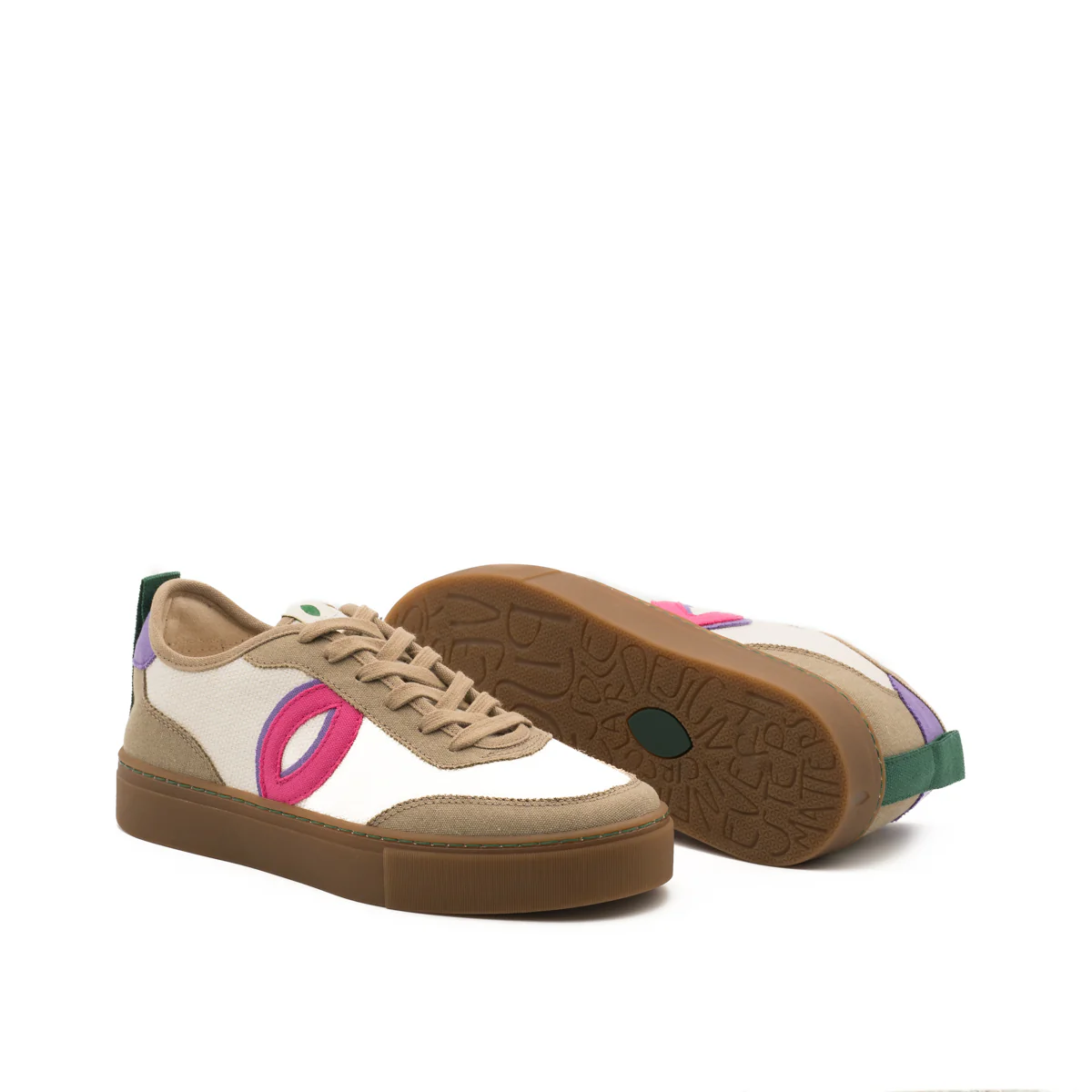 Vegan sneaker linen white-taupe BRI026 - Image 2