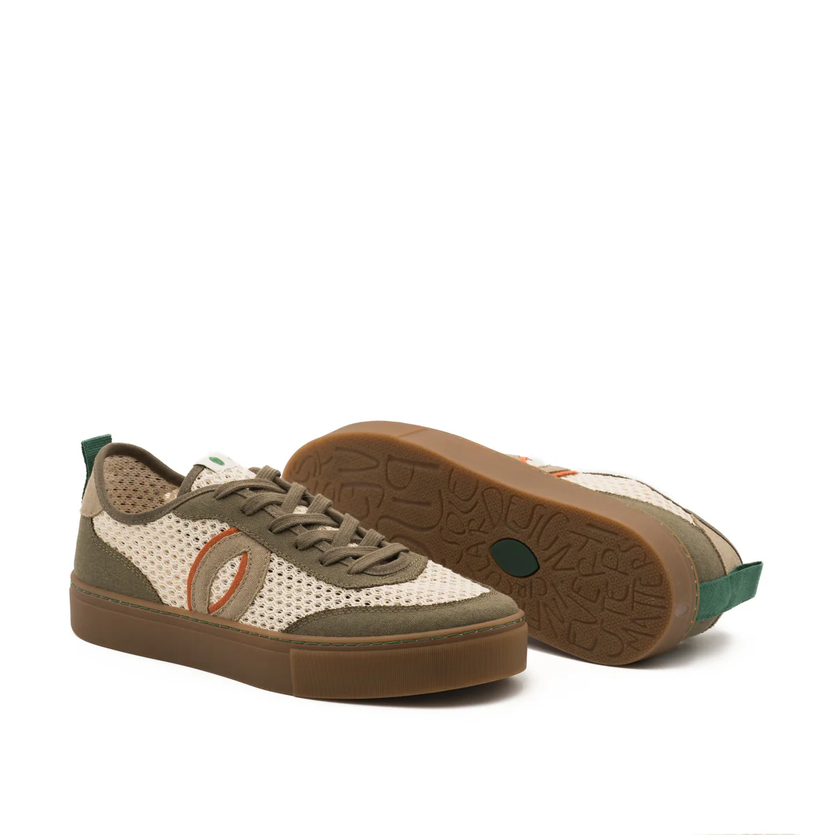 Vegan sneaker mesh off white-kaki BRI010 - Image 2